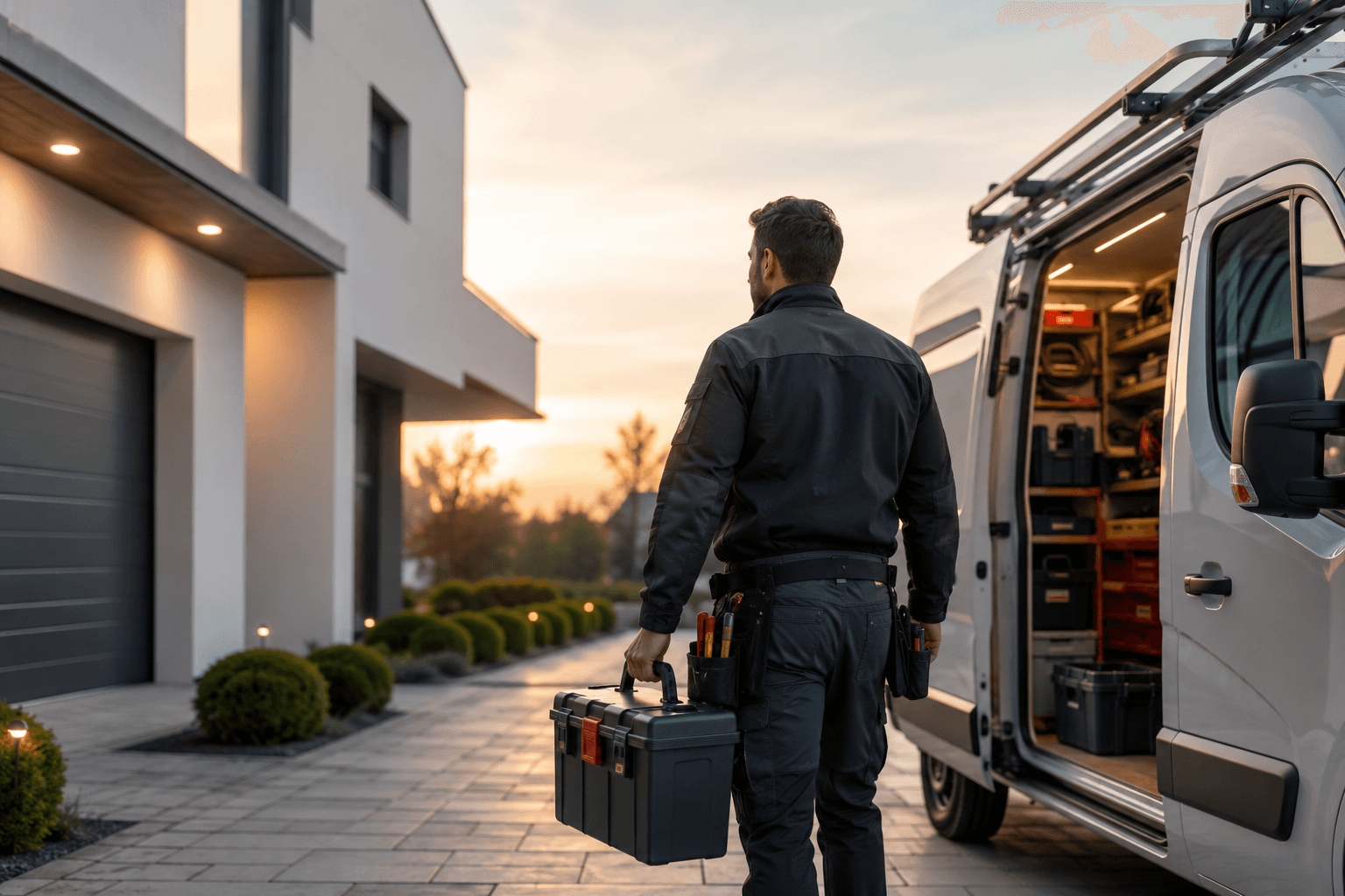 Handwerker bei der professionellen Arbeit in einem modernen Betrieb